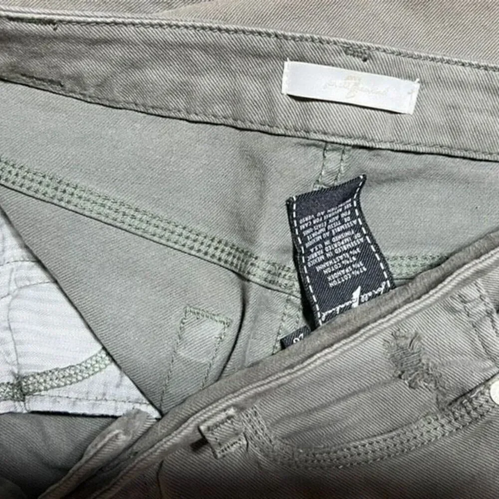 7 For All Mankind Olive Green Cropped Jeans Size 26
